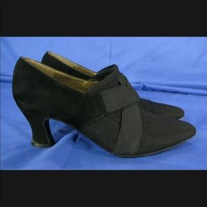 Vintage Stuart Weitzman Black Suede/Fabric